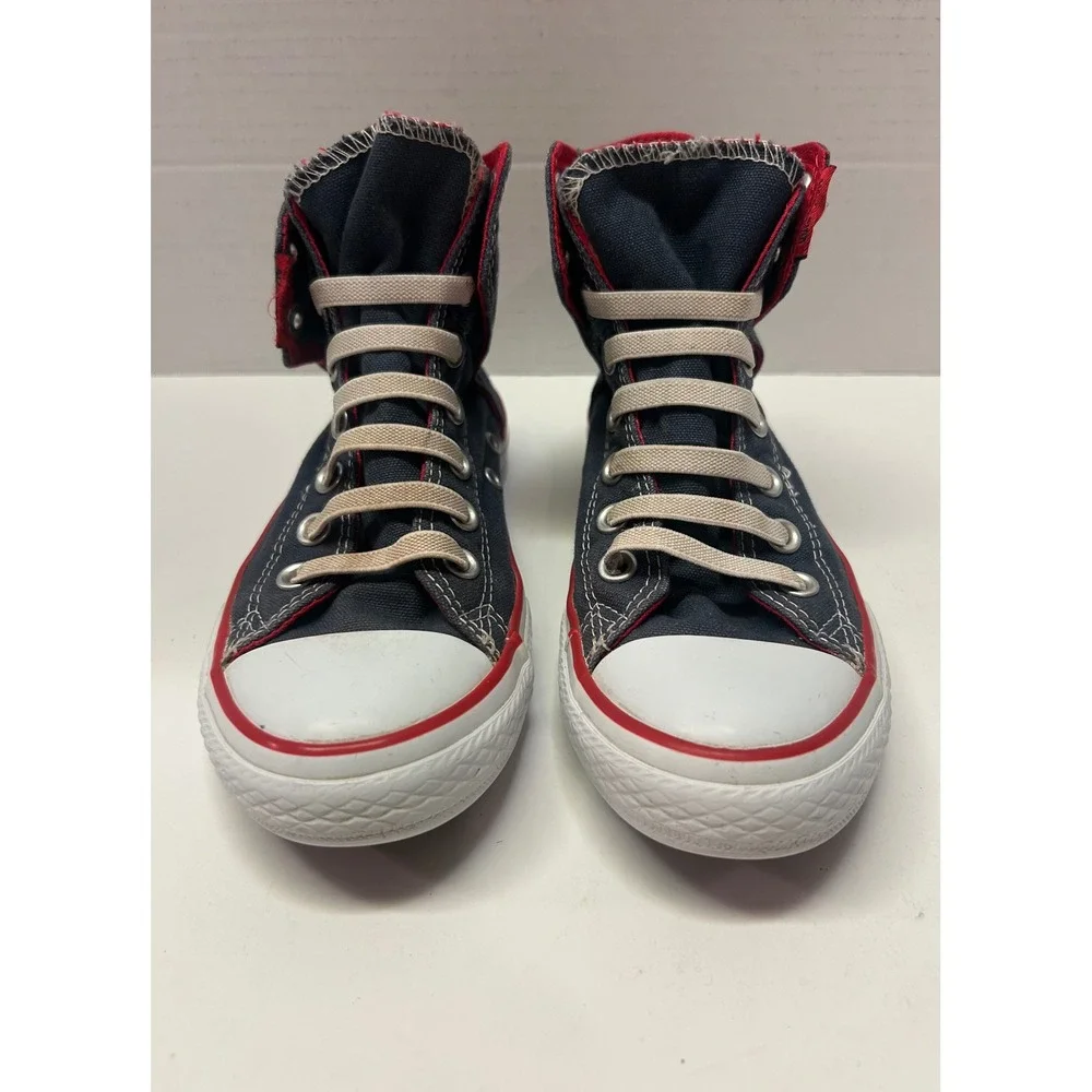 Converse All Star High Top Sneakers Kids Size 3 Roll Down Collar Blue Red‎